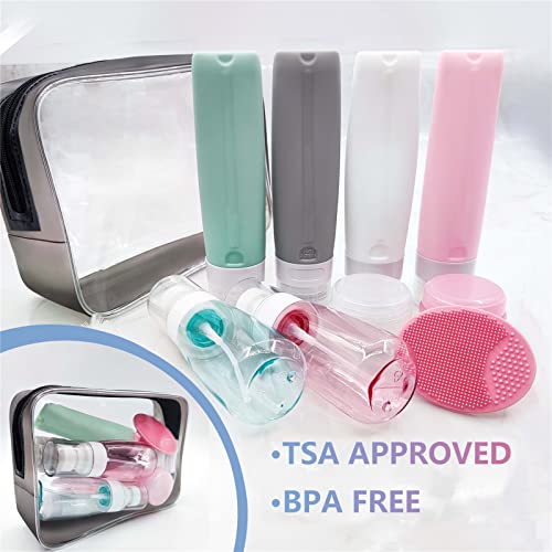 Pro Kit Leak-proof 3oz Silicone Travel Size Bottles Set Airport TSA Approved Toiletries Toiletry Containers Accessories for Airplane Empty Refillable Reusable with Makeup Bag Spray Bottle Brush… | The Storepaperoomates Retail Market - Fast Affordable Shopping