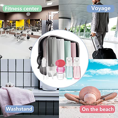 Pro Kit Leak-proof 3oz Silicone Travel Size Bottles Set Airport TSA Approved Toiletries Toiletry Containers Accessories for Airplane Empty Refillable Reusable with Makeup Bag Spray Bottle Brush… | The Storepaperoomates Retail Market - Fast Affordable Shopping