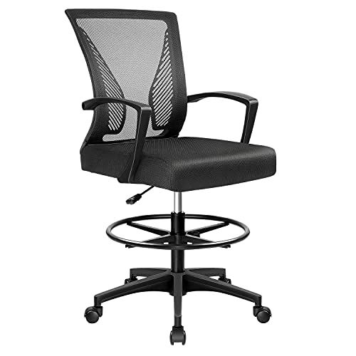 Furmax Drafting Chair Tall Office Chair with Ergonomic Back Drafting Table Chair Adjustable Standing Desk Chair with Footrest Ring and Arms | The Storepaperoomates Retail Market - Fast Affordable Shopping