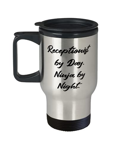 Inspirational Receptionist, Receptionist by Day. Ninja by Night, Receptionist Travel Mug From Team Leader