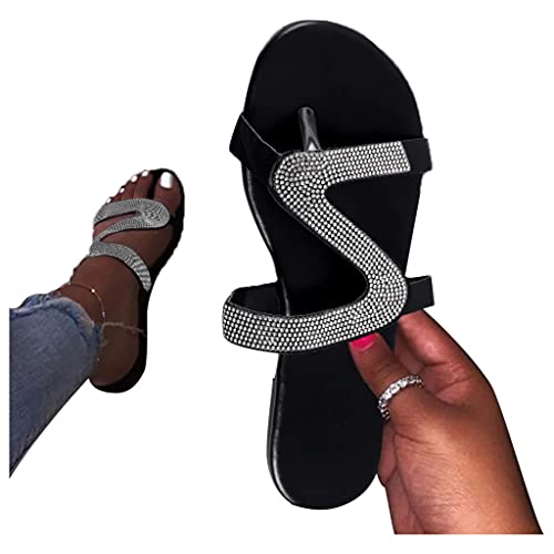 NOLDARES Sandals for Women Casual Summer,Women’s 2021 Comfy Sandal Crystal Cute Summer Beach Slipper Flip Flops