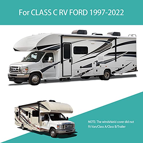 VOGREX RV Windshield Snow Cover Class C Compatible with Ford E450 1997-2022 UV Block RV Front Window Cover Sunshade Motorhome Windshield Snow Cover with Mirror Cutouts, Elastic Corner Bands | The Storepaperoomates Retail Market - Fast Affordable Shopping