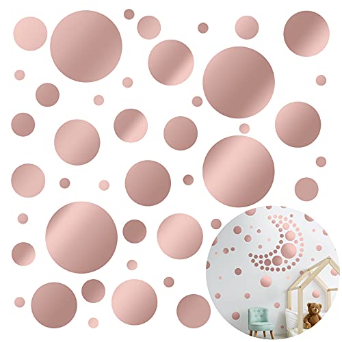 264 Pieces Polka Dot Wall Decals Dot Wall Stickers for Girls Bedroom Living Room Nursery Kids Bedroom Classroom Decor (Rose Gold)