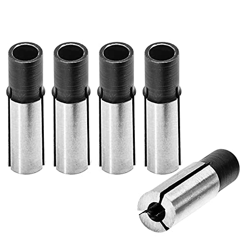 Qjaiune 5Pcs 1/4″ to 1/8″ Collet Chuck Driver Adapter, CNC Engraving Bit Router Adapter Convert for Engraving Machine Tool