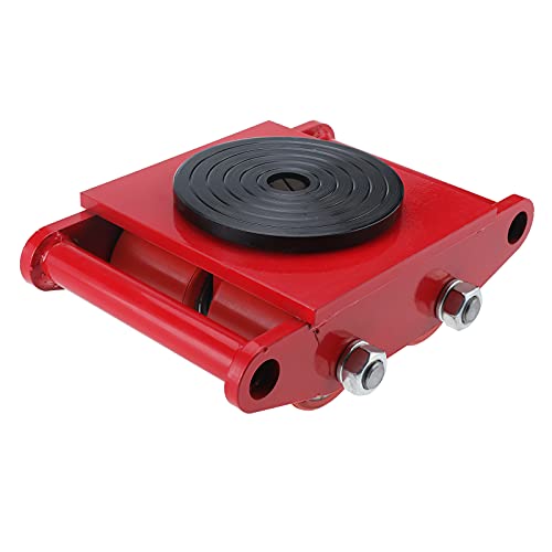 LuckyHigh Industrial Machinery Skate Dolly Mover Cargo Trolley 13200 lbs 6 Tons 4 Rollers 360 Degree Rotation Cap(Red)