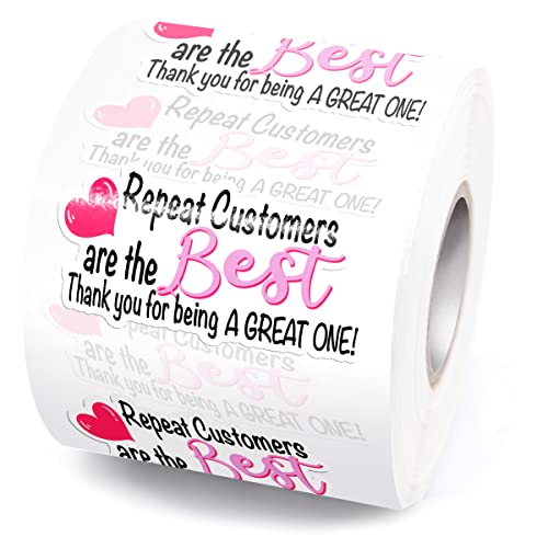 Wailozco 1.5” Repeat Customers are The Best Stickers ,Thank You Stickers,Handmade Stickers,Business Stickers,Envelopes Stickers for Online Retailers,Handmade Goods,Small Business,500 Labels Per Roll
