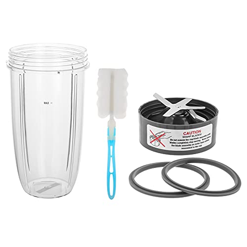Replacement for Nutri Bullet Blender 32oz Cup and Extractor Blade with 2 Rubber Gasket, Compatible with Nutribullet 600W/900W Models NBR-0601 NB9-1301 NBR-1201 NBR-0801