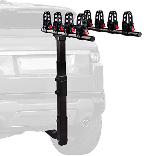 FORZA FEYER 4 Bike Rack Heavy Duty Bicycle Carrier Racks Hitch Mount Double Foldable Rack for for Cars, Trucks, SUV’s and minivans with 2″ Hitch Receiver (Deluxe 4-Bike Hitch Mount)