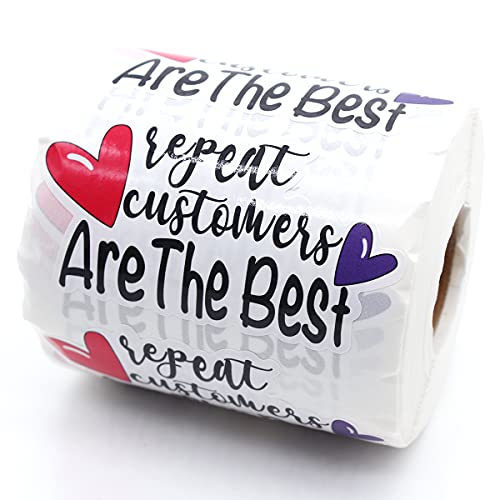 Wailozco 1.5” Repeat Customers Are The Best Stickers,Thank You Stickers,Handmade Stickers,Business Stickers,Envelopes Stickers For Online Retailers, Handmade Goods, Small Business,500 Labels Per Roll