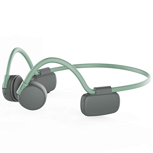 Green Running Bone Conduction Headphones Open Ear Bluetooth Wireless Earbuds Sport Headset with Mic Lightweight Sweatproof Headset Cycling Waterproof Earphones for Jogging Hiking Driving Fitness Gym