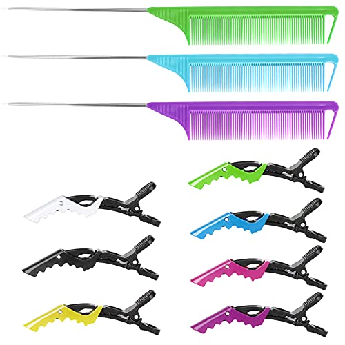 Rat Tail Combs Hair Clips Set, 3Pcs Rat Tail Combs and 7Pcs Alligator Hair Clips ,Steel Pin Rat Tail Teasing Parting Combs , Hair Parting Comb for Women,Salon Home Stylist Braiding Comb ( A Style) | The Storepaperoomates Retail Market - Fast Affordable Shopping