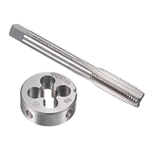 uxcell M10 x 1.25mm Metric Tap and Die Set, HSS Machine Thread Screw Tap with Alloy Tool Steel Round Threading Die