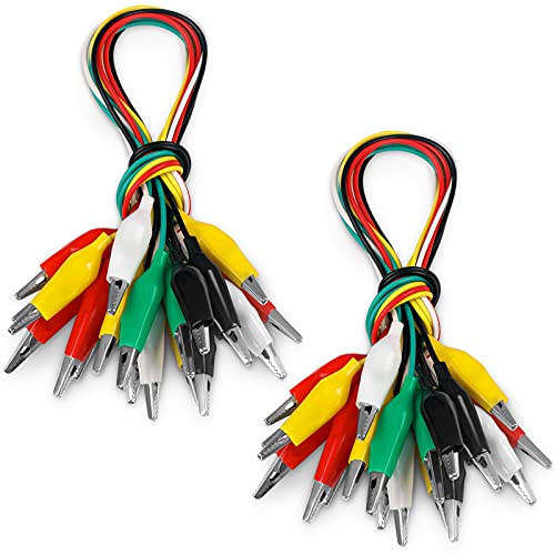 20 PCS Alligator Clips Electrical, 5-Color 21.5inch Test Leads with Alligator Clips, Stamping Jumper Wires for Electrical Testing, Circuit Connection, Experiment