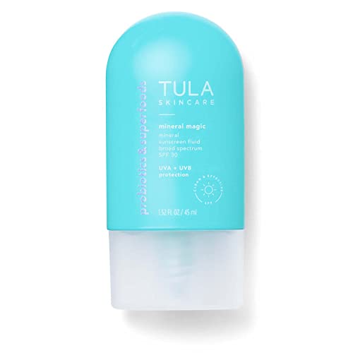 TULA Skin Care Mineral Magic – Mineral Sunscreen Fluid Broad Spectrum SPF 30 | Provides UVA + UVB Protection, Non-Greasy, Weightless Feel | 1.52 fl. oz.