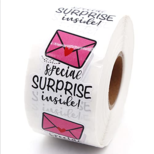 Wailozco 1.5” Special Surprise Inside Stickers ,Thank You Stickers,Handmade Stickers,Business Stickers,Envelopes Stickers for Online Retailers,Handmade Goods,Small Business,500 Labels Per Roll