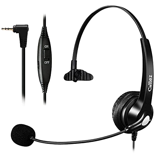 Callez Phone Headset with Noise Cancelling Microphone, Office Telephone Headsets for Cordless DECT Phones with 2.5mm Headphones Jack Compatible with Panasonic KX-TGEA20 AT&T ML17929 Vtech RCA Uniden
