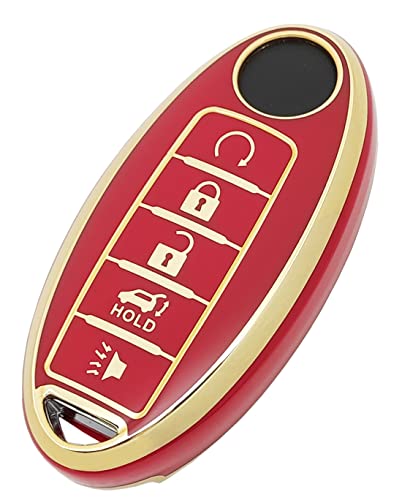 Key Fob Cover Fit for Nissan Altima Maxima Rogue Armada Pathfinder Versa Soft TPU Remote Holder Skin Protector Jacket Keyless Entry Sleeve Accessories (Red)