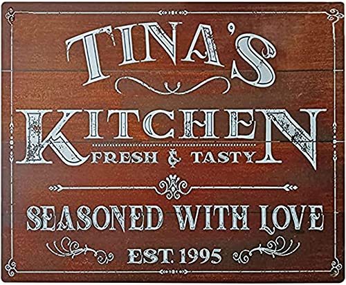Seasoned with Love Kitchen Sign Personalized Farmhouse Kitchen Accessories Decor Wall Country Kitchen Metal Signs