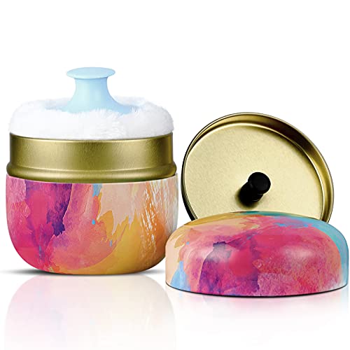Body Powder Case with Powder Puff Powder Container Tea Canister for Baby and Adult Body Talcum Powder Tea Box (Rainbow)