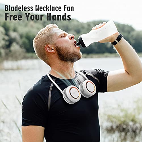 HIWUP 3000mAh Bladeless Neck Fan,Hands Free Portable Fan,Portable Fan 3 Speeds Strong Wind 360° Adjustable High Flexibility Wearable for Office Travel Outdoor (White) | The Storepaperoomates Retail Market - Fast Affordable Shopping
