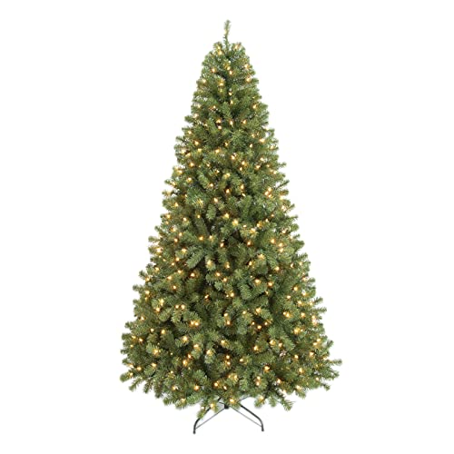 PINEFIELDS Prelit Christmas Tree 7.5FT, Artificial Christmas Tree with Lights, Lighted Xmas Tree, Classic Christmas Tree, 500 UL Clear Lights, PVC, Hinge, Metal Base