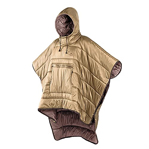 usharedo Winter Wearable Hoodie Poncho Lazy Blanket Small Quilt Sleeping Bag Windproof Cloak Cape, Yellow