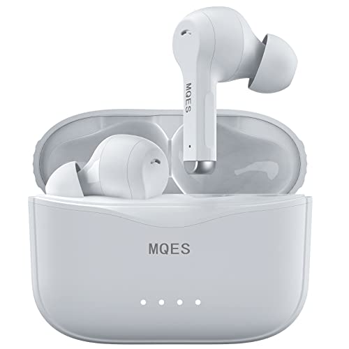 MQES Active Noise Cancelling Wireless Earbuds,in-Ear Headphones Bluetooth 5.2, Built-in 4mics Earphones,Touch Control, ANC and ENC, IPX5 Waterproof, 30H Playtime, for iPhone & Android White MQ-01B
