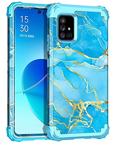 Casetego for Galaxy A71 5G Case,Heavy Duty Shockproof 3 Layer Hard PC+Soft Silicone Bumper Rugged Anti-Slip Protective Cases for Samsung Galaxy A71 5G,Blue Marble
