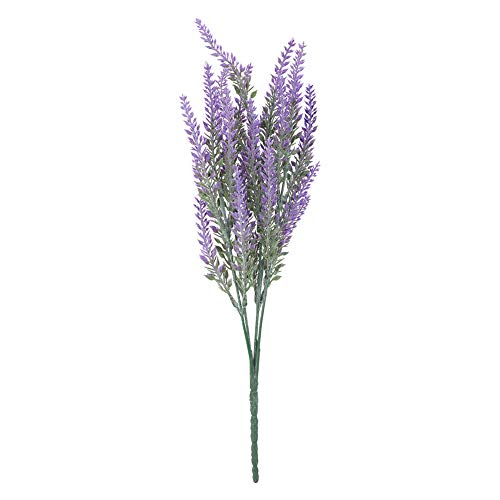 Tyenaza Artificial Lavender Flowers Plants, Faux Shrubs Plastic Plants for Home Garden Party Decor(Purple)