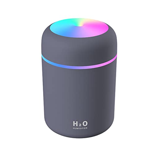 Colorful Cool Humidifier USB-Only 300ml Portable with 7 Colors 2 Fog Mode Ultra Quiet Suitable for Home Car Bedroom Office and Travel (Gray)