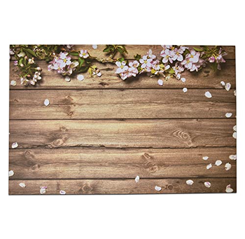 Disposable Floral Rustic Paper Place Mats 50 Pack 11”x 17” Rectangle Spring Pink Flower Charger Place Mat for Summer Wood Board Dinner Table Setting Bridal Shower Wedding Party Supplies Decoration