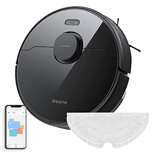 Dreametech D9 Max Robot Vacuum and Mop Combo, Lidar Navigation Robot Vacuum Sweep and Mop 2-in-1, 4000Pa Strong Suction Power, 150min Runtime, Compatible with Alexa, Map for Carpet, Hard Floor