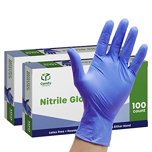 [200 Count – Large] Nitrile Disposable Gloves – 4 mil. | Latex Free and Rubber Free | Non-Sterile Powder Free Gloves