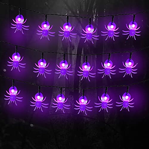 Yemaxi Halloween String Light 30 LED 16 FT Purple String Lights Battery Operated Hanging Light with 6 Hours Timer Waterproof Party Festival Decorations