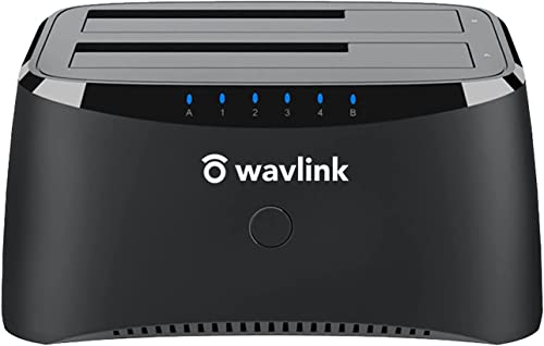 WAVLINK USB 3.0 to SATA I/II/III Dual Bay External Hard Drive Enclosures Docking Station for 2.5/3.5inch HDD SSD,Offline Clone,OTG,Supports UASP(up to 6Gbps) for Windows, Mac OS and Linux