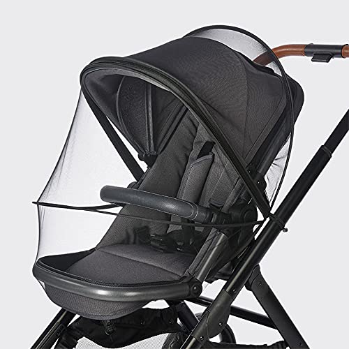 Mosquito Netting for Stroller, Encrypted Stroller Mosquito Net Full Cover, Stretchable Netting Breathable Folding Dual-Use Zipper Mesh Mosquito Net for Baby Car seat Cover (Black), XLXQ012