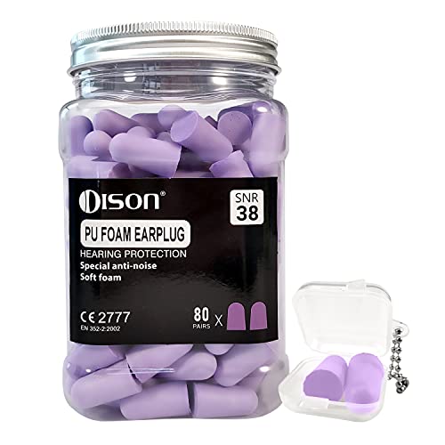 80pairs Foam Ear Plugs, 38dB Soft Sleep Earplugs, Noise Cancelling, Sound Blocking for Sleeping/ Working/ Learning/ Shooting- DISON (C)
