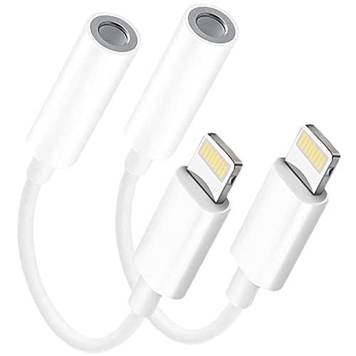 Apple MFi Certified 2 Pack Lightning to 3.5 mm Headphone Audio Aux Jack Adapter Dongle Cable Converter Compatible with iPhone 12 11 Pro XR XS Max X 8 7 iPad