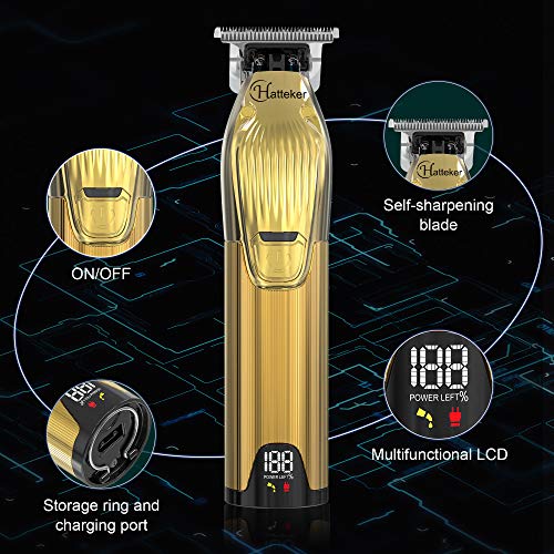 Hatteker Professional Hair Clippers Cordless Finishing Trimmer T-Blade Pro Outliner Hair Cutting Kit Barber Beard Trimmer Kids USB Rechargeable (Gold) | The Storepaperoomates Retail Market - Fast Affordable Shopping