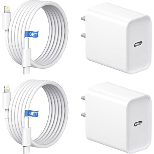 iPhone 14 13 12 Fast Charger [Apple MFi Certified] 2-Pack USB C Wall Charger 20W PD Adapter with 6FT Fast Charging Cable Compatible iPhone 14/14 Pro/14 Pro Max/14 Plus/13/12/11/Xs Max/XR/X, iPad