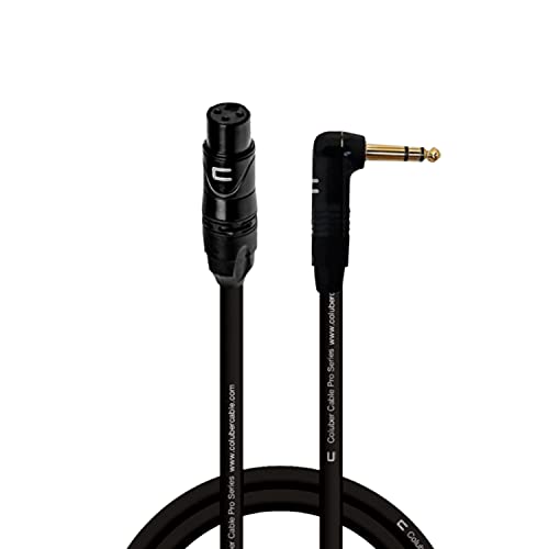 Balanced XLR Cable Female to Right Angle 1/4″ TRS – 3 Feet Black – Pro 3-Pin Microphone Connector for Powered Speakers, Audio Interface or Mixer for Live Performance & Recording
