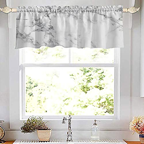 Mrcrypos White Marble Valances for Windows Blackout Window Treatment Valances Rod Pocket Curtain for Kitchen Bathroom Bedroom Dining Room,52 X 18 Inch,1 Panel | The Storepaperoomates Retail Market - Fast Affordable Shopping
