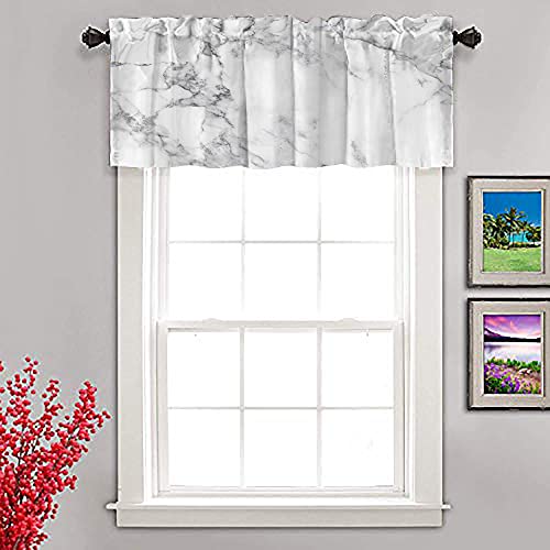 Mrcrypos White Marble Valances for Windows Blackout Window Treatment Valances Rod Pocket Curtain for Kitchen Bathroom Bedroom Dining Room,52 X 18 Inch,1 Panel | The Storepaperoomates Retail Market - Fast Affordable Shopping