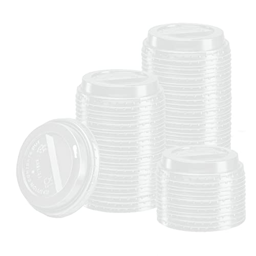 [100 Count] Disposable Plastic Dome Lids for 10, 12, 16, & 20 oz. Paper Hot Coffee Cup – White