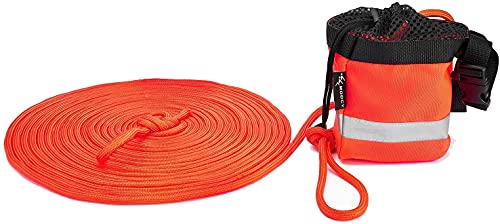 MOPHOEXII Water Rescue Throw Rope Bag with 50/100 feet of 5/16″ Floating Life Line and Integrated Whistle Clip for Kayaking, Boating and Rafting, High Visibility Safety Boating Equipment(Orange, 50)