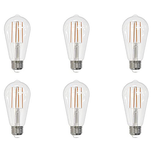 Laborate LED filament ST18 Dimmable Light Bulbs, 7W=60W,3000k Vintage E26 Edison Bulbs, 800 Lumen, Clear finish 120V Damp, Antique LED Filament Bulb for Home, Bathroom, Hallway, Indoor&Outdoor, 6 pack