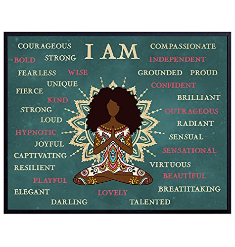 African American Wall Decor – Motivational Wall Art Posters – Black Wall Art – Inspirational Quotes – Encouragement Gifts for Women – Uplifting Gifts for Women – Yoga Wall Art – Positive Affirmations