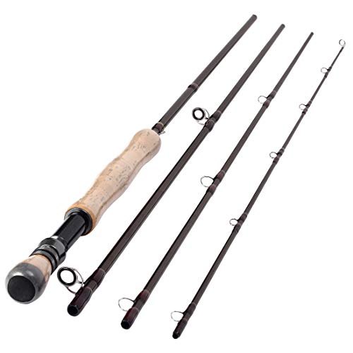Fly Fishing Rod 9ft 4 Sections 7-8wt Fly Rod Carbon Fiber Blanks Light Weight Medium Fast Action Freshwater Fishing, fly904 7-8