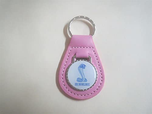 SHELBY AMERICAN CS SNAKE BLUE WHITE LOGO LEATHER KEYCHAIN – PINK