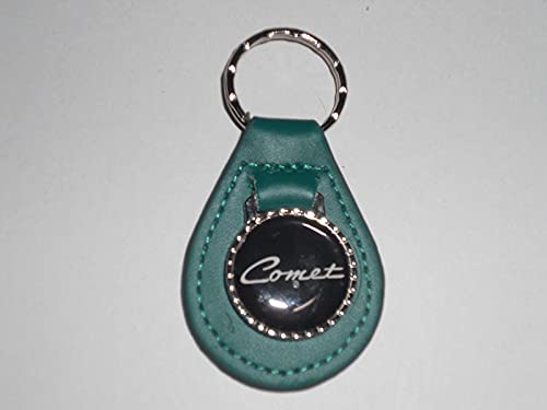COMET SCRIPT LEATHER KEYCHAIN – TEAL